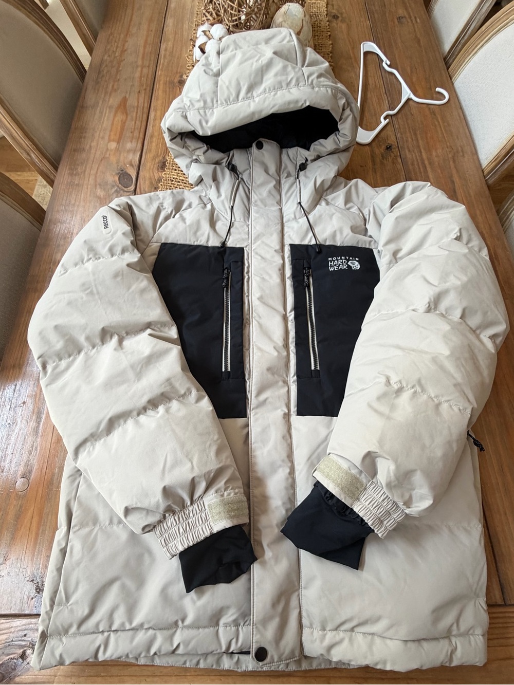NORTH FACE FIRST TRACKS DOWN PARKA RECCO EQUIPPED ARM VENTS NWOT MENS XL CREME